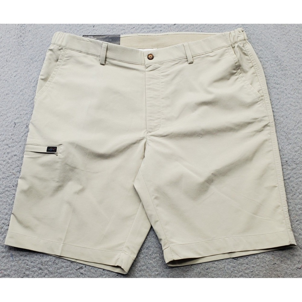 Greg Norman Golf Cargo Shorts Mens 36 Tan Stretch Performance Moisture Wicking